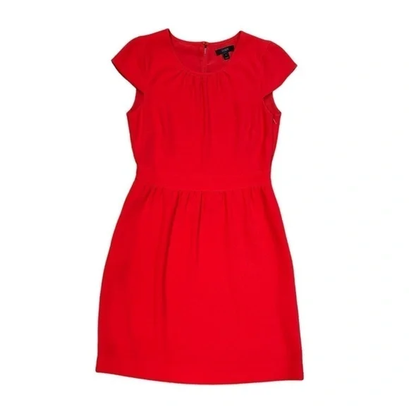 J. Crew | Classic Poppy Red Mini Dress Cap Sleeves Drop Waist, Women’s 4 - Picture 2 of 3